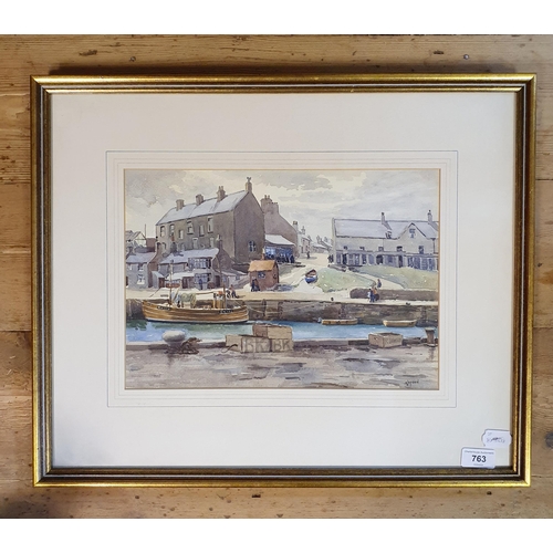 763 - S Jepson, a harbour scene, watercolour, signed, 25 x 36 cm