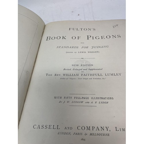 509 - Fulton's Book Of Pigeons With Standards For Judging, and assorted other books on pigeons (2 boxes)