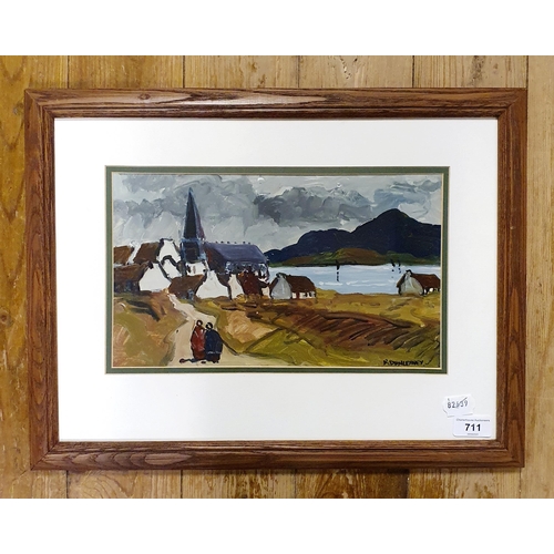 711 - Robert Dunleavey, a landscape, oil on board, signed, 19 x 22 cm