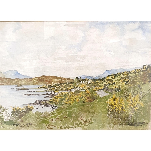 712 - A B Waller, a landscape, watercolour, signed, 25 x 36 cm, F B Griffiths, Carrick, watercolour, signe... 