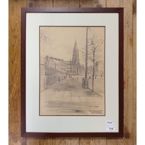 714 - Raymond Piper (Irish 1923-2007), Clifton Street, Belfast, charcoal, signed and titled, 38 x 47 cm