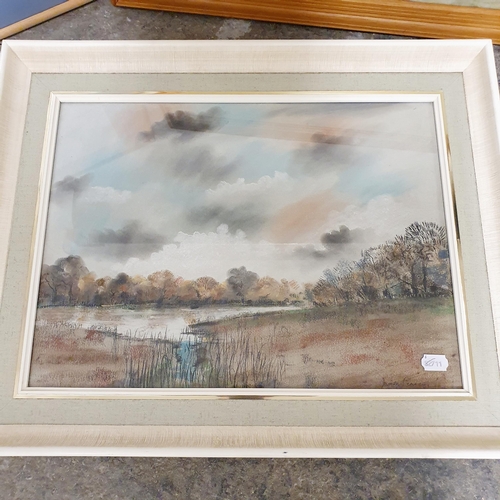 716 - James Percy, a landscape, watercolour, signed, 38 x 51 cm, and three prints (4)