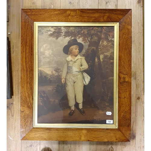 737 - A portrait of a boy, print, in an early 20th century rosewood frame, 78 x 64 cm