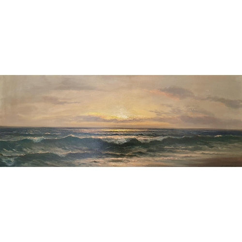 746 - Daniel Sherrin, a seascape, oil on canvas, signed,  39 x 100 cm