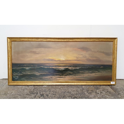 746 - Daniel Sherrin, a seascape, oil on canvas, signed,  39 x 100 cm