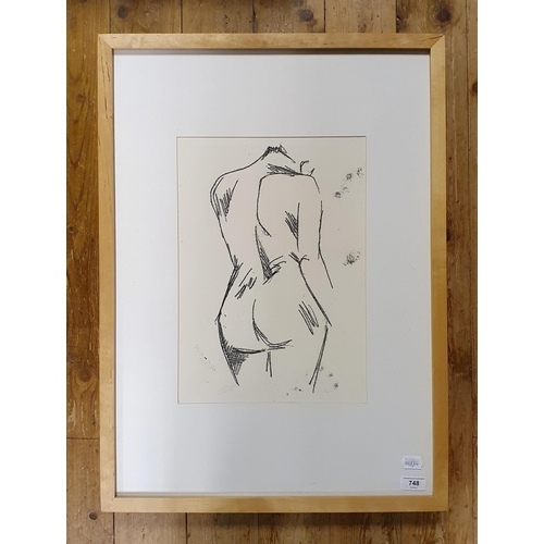 748 - Attributed to Carol Peace, study of a female nude, charcoal, 42 x 29 cm