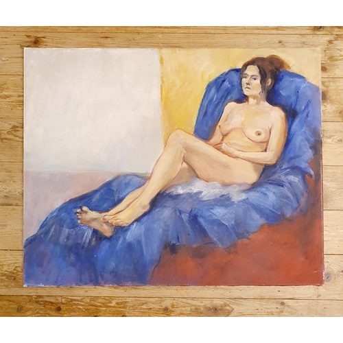 728 - 20th century, English school, study of a nude, oil on canvas, 76 x 62 cm