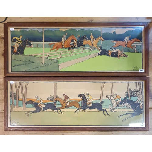 538 - A pair of Harry Eliott racing prints, in original frames, dated 1902, 36 x 104 cm (2)