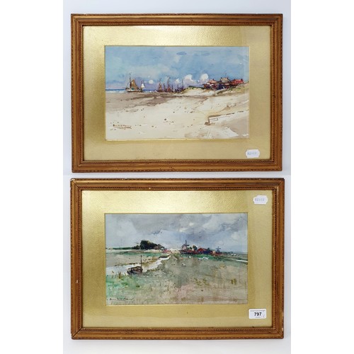 797 - E H Mason, landscape, watercolour, 20 x 31 cm, and its pair