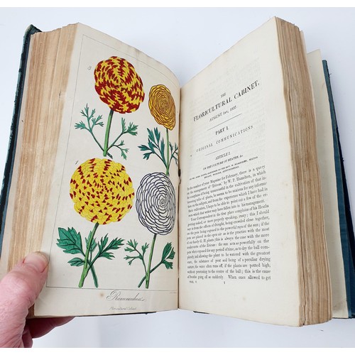 616 - The Floricultural Cabinet, illustrated hand coloured botanical engravings, cloth, binding poor