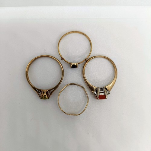 101 - A 9ct gold signet ring, and three other gem set rings (4) Provenance: From a large single owner coll... 