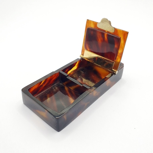 13 - A tortoiseshell and yellow metal mounted stamp box