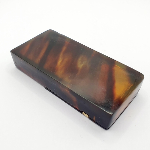 13 - A tortoiseshell and yellow metal mounted stamp box