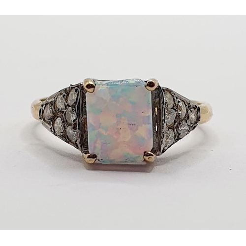 16 - An 18ct gold, opal and diamond ring, ring size M