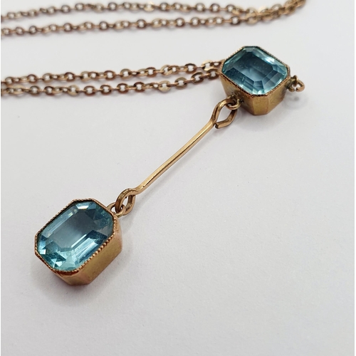 35 - A 9ct gold and blue stone pendant, on a chain Provenance: From a large single owner collection of je... 