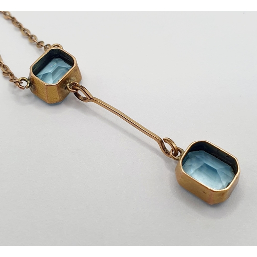 35 - A 9ct gold and blue stone pendant, on a chain Provenance: From a large single owner collection of je... 