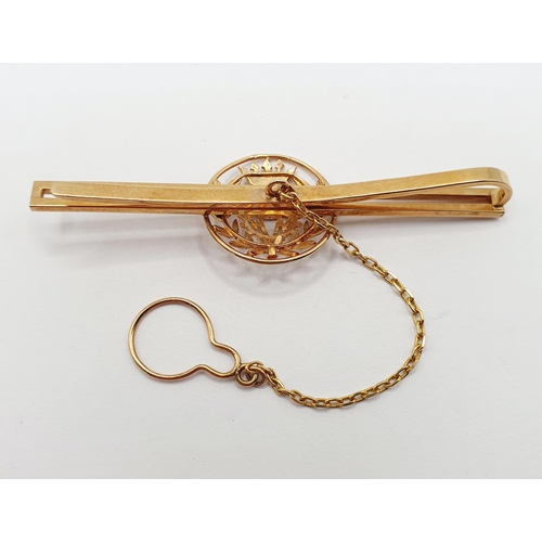 38 - A yellow metal stick pin  Provenance: From a large single owner collection of jewellery consigned fr... 