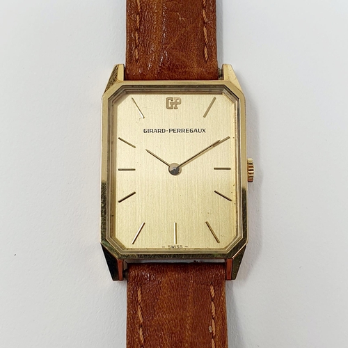 468 - A gold plated Girard Perregaux wristwatch on a leather strap