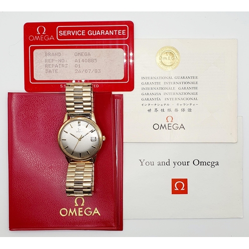 469 - An Omega gentleman's wristwatch, on an expanding strap, with paperwork