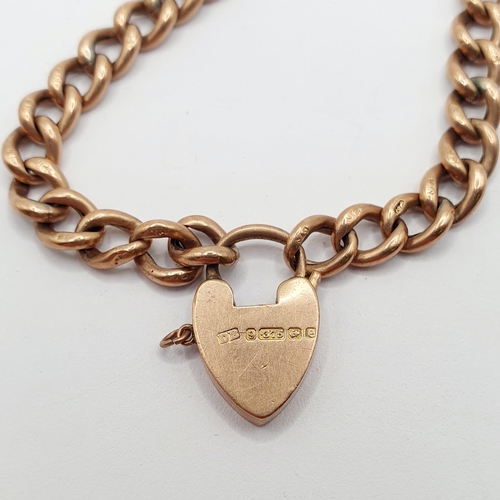 70 - A 9ct gold bracelet, with a heart shape padlock clasp, 8.7 g  Provenance: From a large single owner ... 