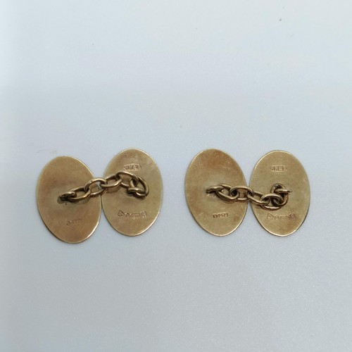 157 - A pair of 9ct gold cufflinks, 5 g  Provenance: From a large single owner collection of jewellery con... 