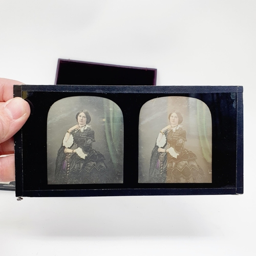 83 - A group of 19th century daguerreotype portraits, in a tooled leather case