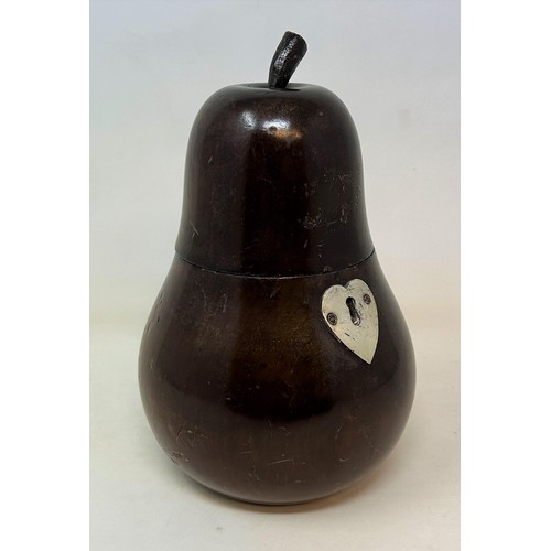 705 - A novelty tea caddy, in the form of a pear, 18 cm high