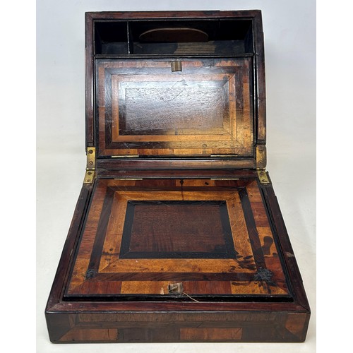 709 - A 19th century fruitwood writing box, 26 cm wide