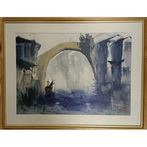 744 - A Chinese landscape, watercolour, 38 x 53 cm, and its pair (2)