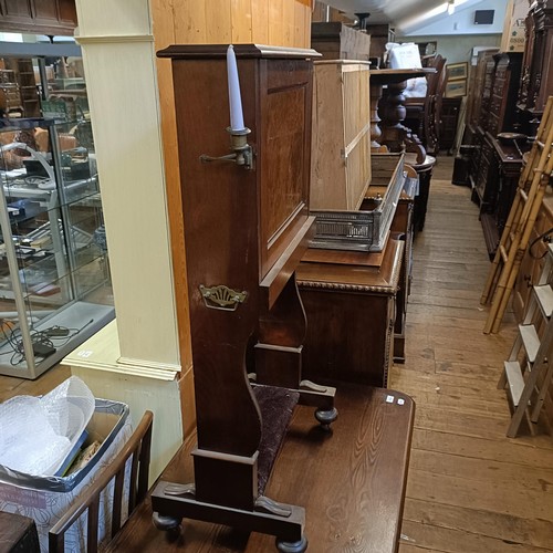 868 - A Victorian campaign style mahogany desk, 115 cm high, 58 cm wide