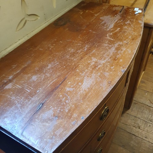 928 - A Victorian mahogany bow front chest, having two short and three long drawers, 100 cm wide