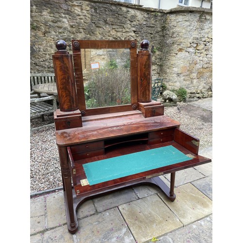 1009 - A 19th century Continental dressing table, the superstructure having two cupboard doors and two draw... 