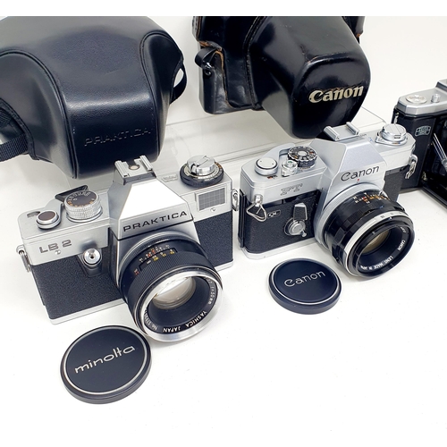 102 - A Canon FT camera, a Zeiss Ikon Nettar camera and a Praktica LB2 camera (3)