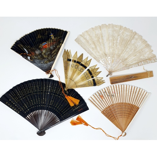 806 - A Chinese painted fan, and assorted other fans