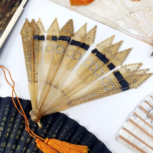 806 - A Chinese painted fan, and assorted other fans