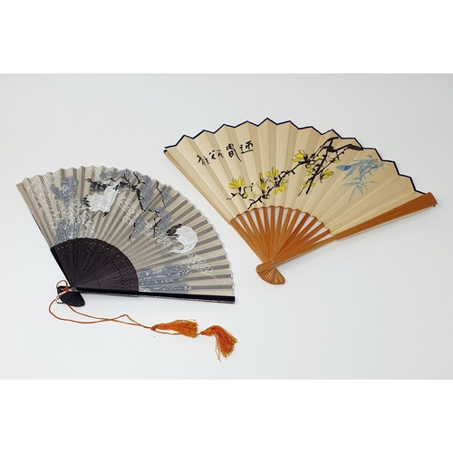 806 - A Chinese painted fan, and assorted other fans