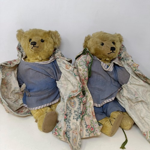 211 - Two well loved vintage teddy bears, affectionately known as Porgies & Marmaduke, labelled inside the... 