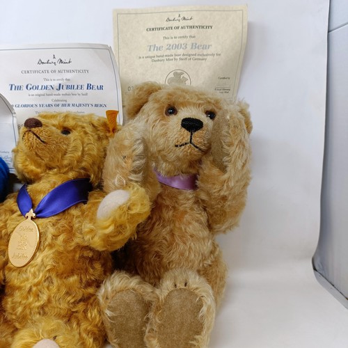 226 - A modern Steiff limited edition Paddington bear, with certificate and bag, and three other Steiff te... 