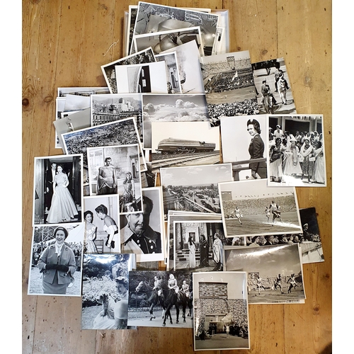 145 - Assorted press photographs, subjects including Princess Margaret, sporting, olympics, shipping and a... 