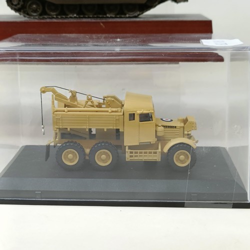 245 - A Chinese Sun Star model of a Yelloway bus, assorted other models and model tanks (box)