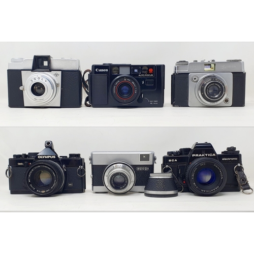 150 - A Olympus OM2 camera, a Paraktica CCA camera, and four other cameras (5)
