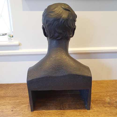 799A - A Victorian cast iron bust of a gentleman, 60 cm high