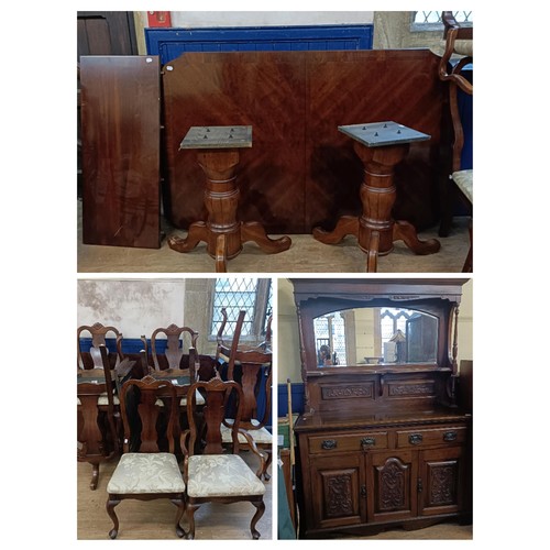 980 - A 19th century style mahogany extending dining table, and a matching set of eight Queen Anne style c... 