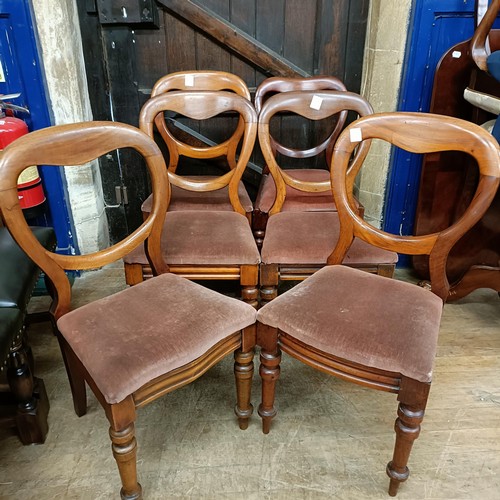 914 - A harlequin set of six mahogany balloon back dining chairs