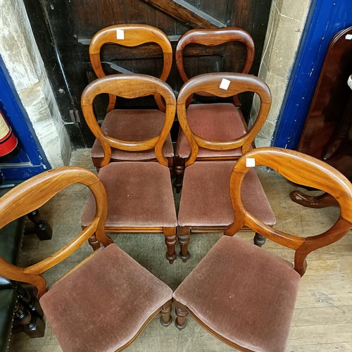 914 - A harlequin set of six mahogany balloon back dining chairs