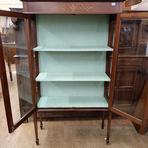 974 - An early 20th century mahogany display cabinet, 92 cm wide