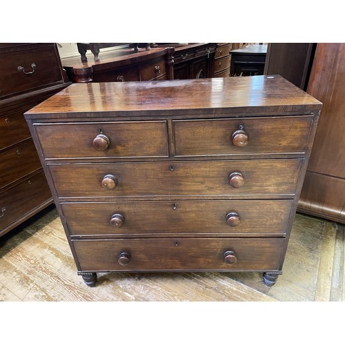 912 - A 19th Century mahogany chest,of two short and three long, 106 cm wide