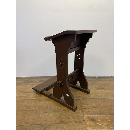 966 - A Gothic oak prayer stand, 46 cm wide