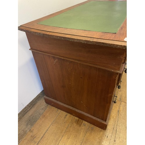 967 - A late Victorian walnut pedestal desk, 108 cm wide