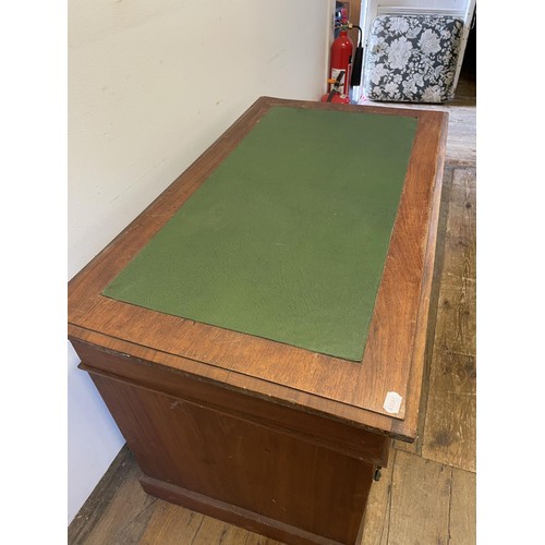 967 - A late Victorian walnut pedestal desk, 108 cm wide